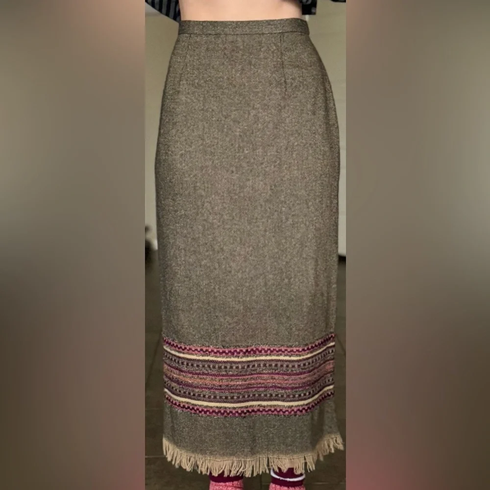 Vintage Brown Wool Blanket Skirt Maxi Sag Harbor Skirt 4 8